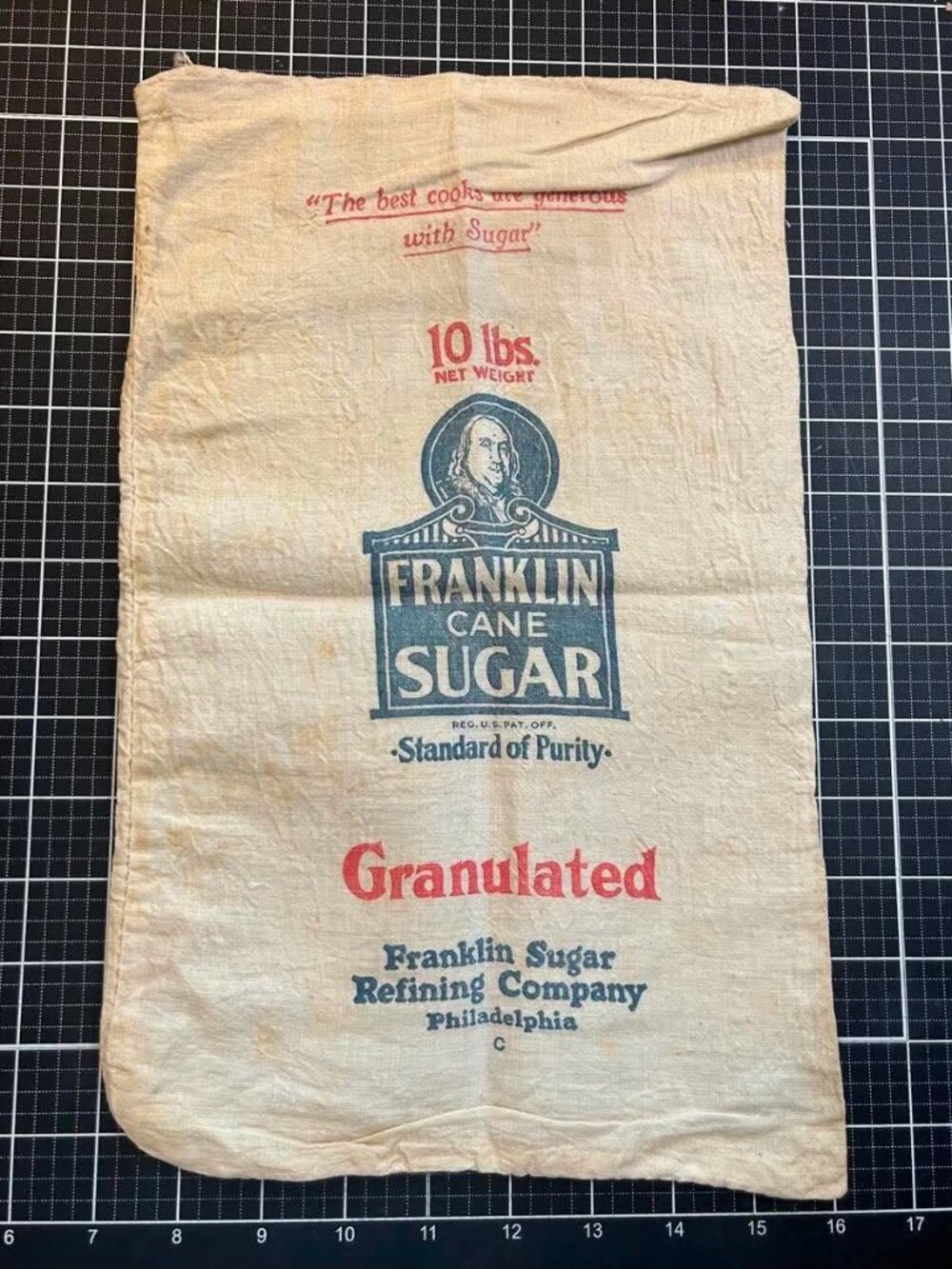 Vintage Franklin Cane Sugar 10 lb Bag Advertisement Ephemera 9" x 14"